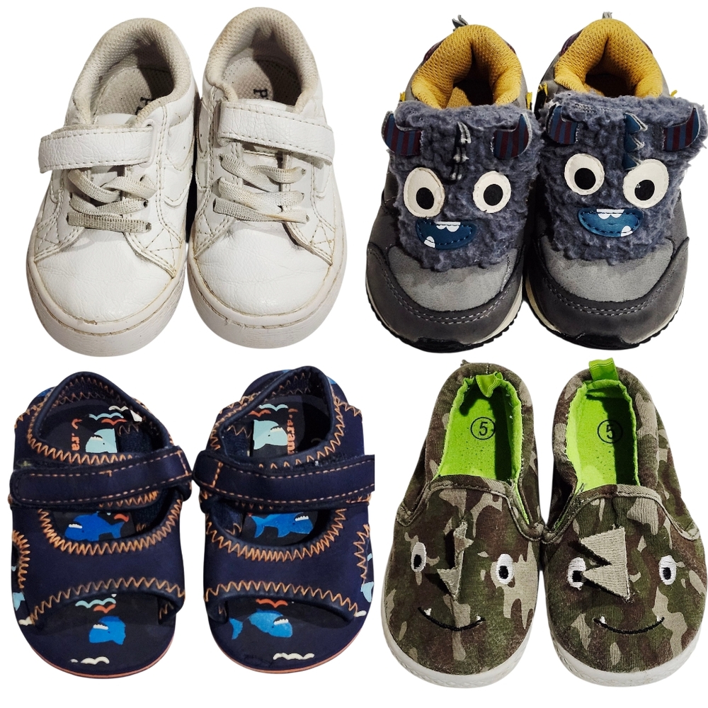 Toddler Shoe Bundle - Size 5 & 6 - Monster, Shark, Camo & Sneakers Cat & Jack